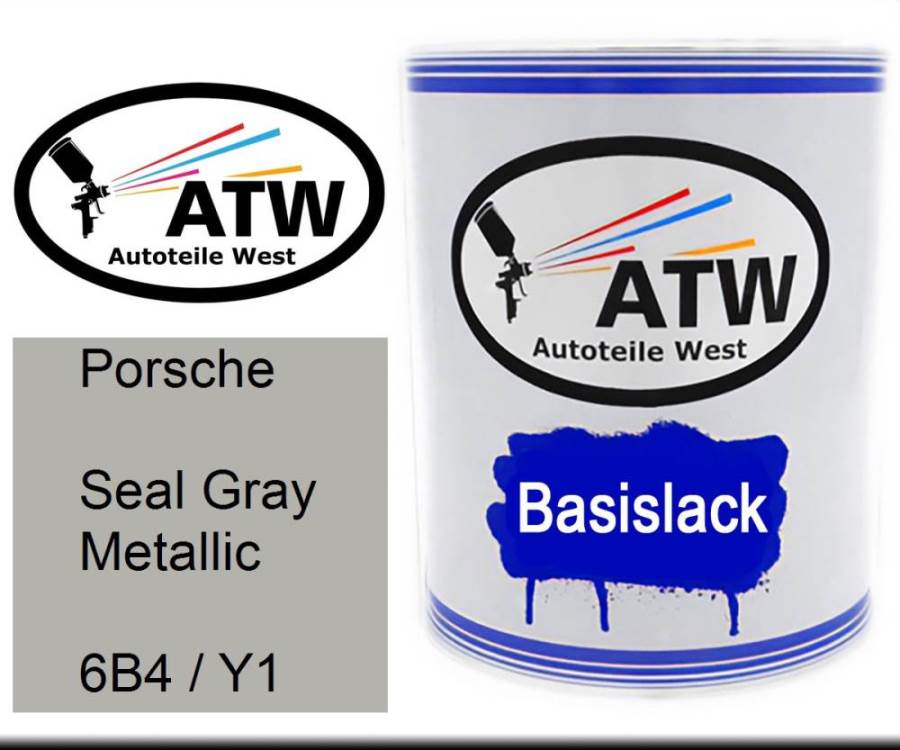 Porsche, Seal Gray Metallic, 6B4 / Y1: 1L Lackdose, von ATW Autoteile West.
